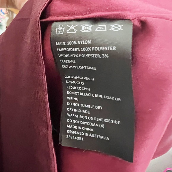 Bardot Gia burgundy red lace embroidered mesh cocktail midi dress size 10 - Picture 5 of 8